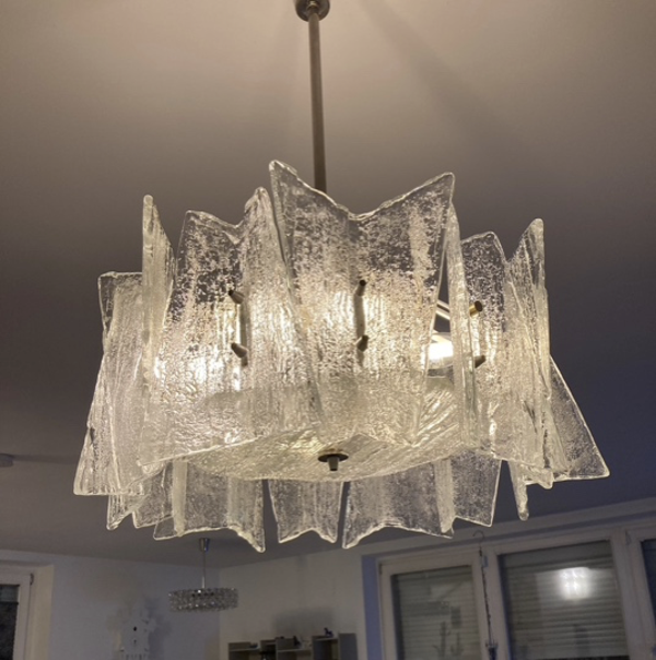 italienischer Murano Ice Glas Chandelier