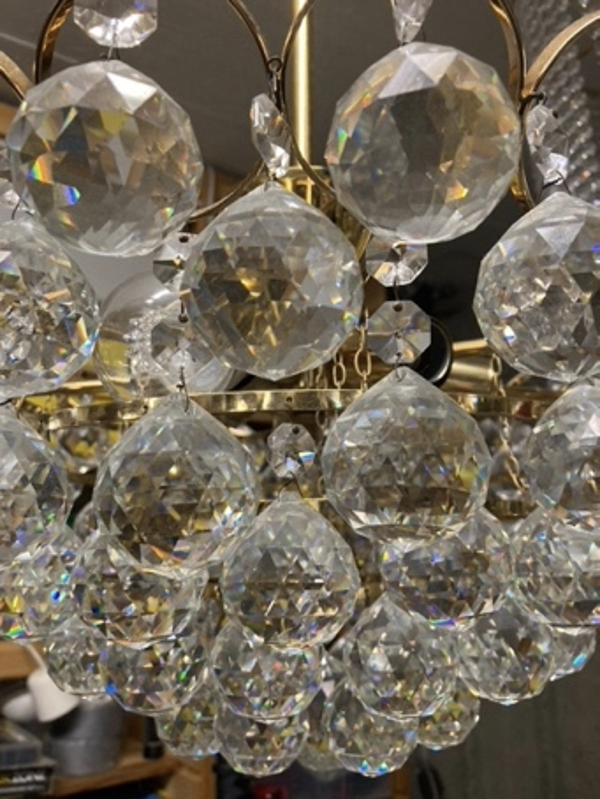Swarovski Luster vergoldet, mit handgeschliffenen Kristallglas- Facetten
