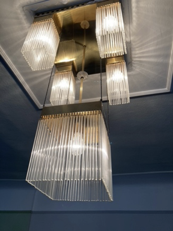 Jugendstil Luster in quadratischer Form