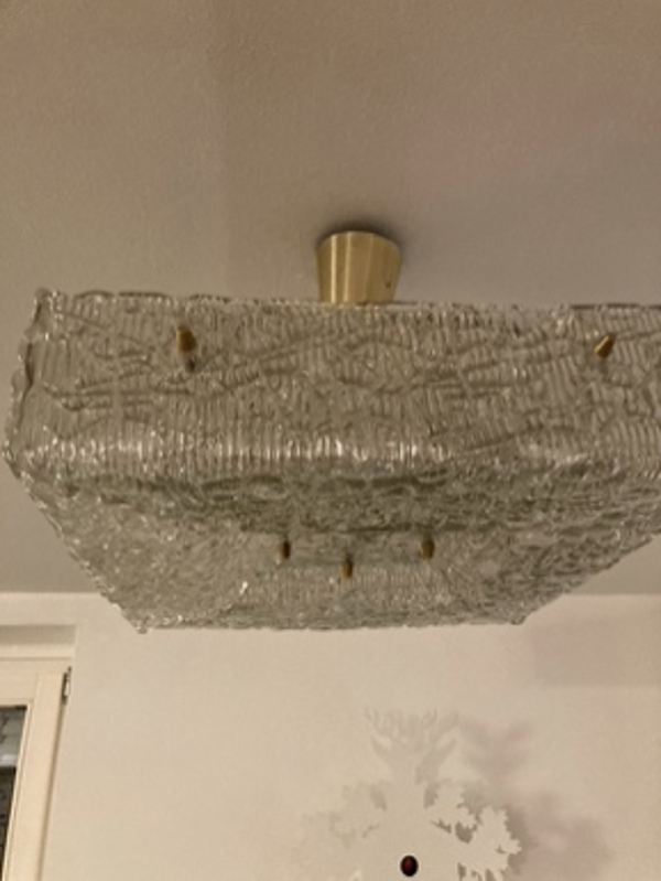 J.T. Kalmar Hängeleuchte in quadratischer Form und strukturiertem Glas