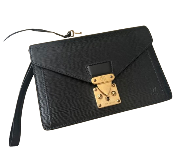 Louis Vuitton Pochette Sellier Dragonne Cuir Épi noir Vintage – M52612 –