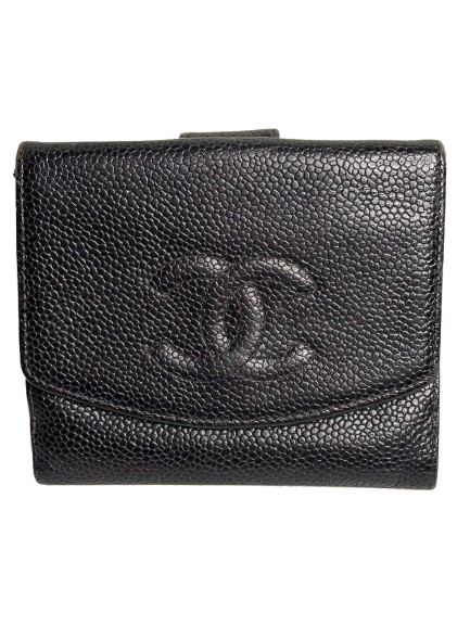 Chanel Vintage Portefeuille compact Caviar noir