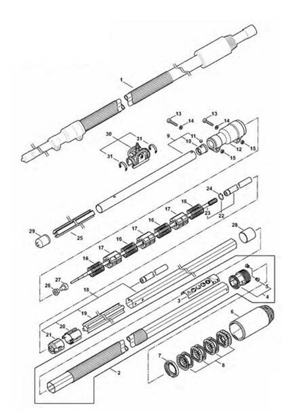 Tube complet occasion origine STIHL HT133 - Référence 4182-710 7131 / 4182 710 7131 / 4182-710-7131 / 41827107131