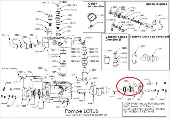 Bague d'étanchéité joint SPI pompe Vich Lotus Réf: 1207