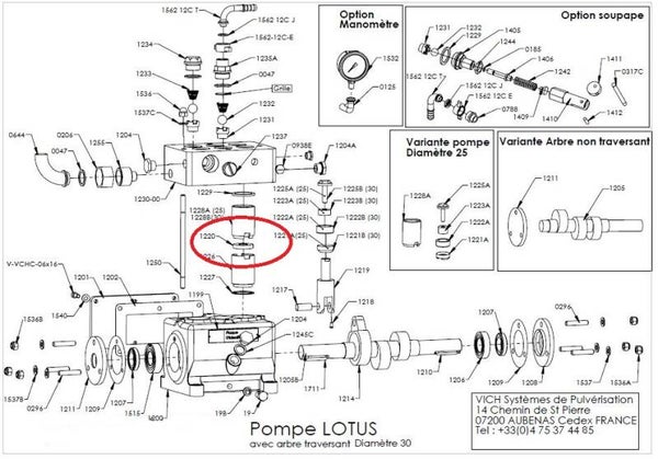 Bague d'étanchéité joint spi pompe Vich Lotus Réf: 1220