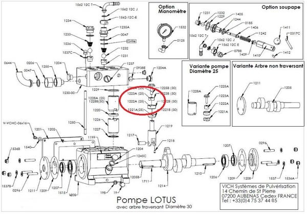 Calotte cuir Ø25 pompe Vich Lotus Réf: 1222 A
