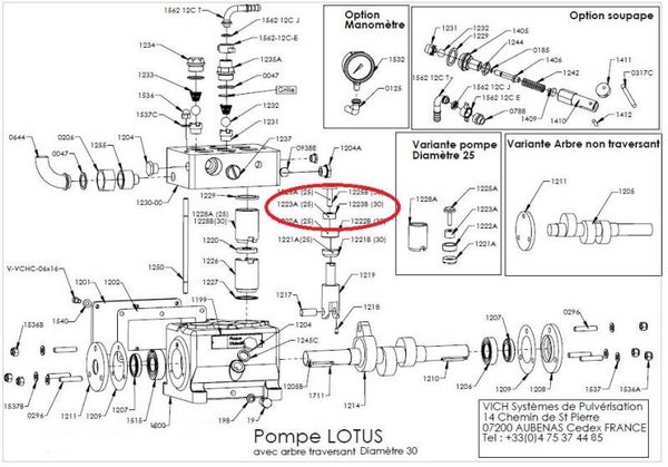 Bloc caoutchouc D25 pompe Vich Lotus Réf: 1223 A