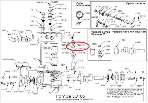 Bloc caoutchouc D30 pompe Vich Lotus Réf: 1223 B