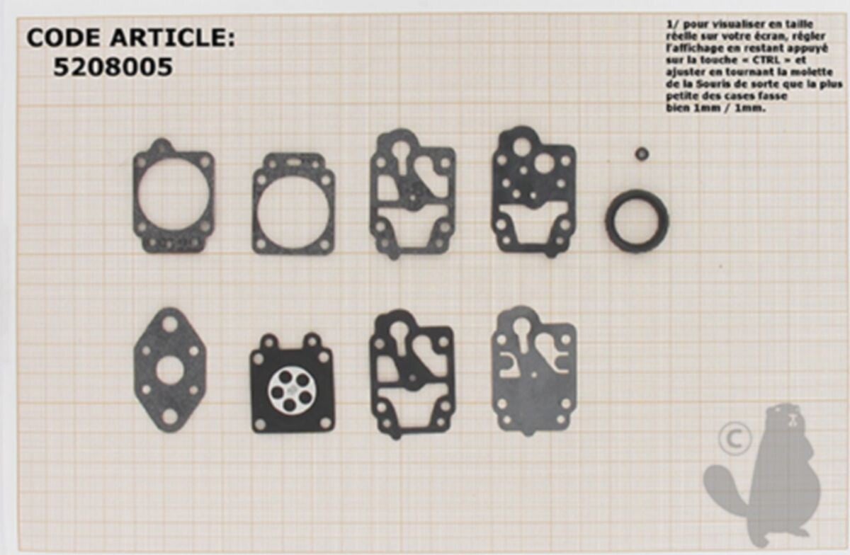 Kit réparation carburateur adaptable ECHO - EMAK - Remplace origine WALBRO D11-WYL - Référence 5208005
