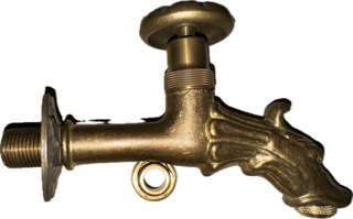 Robinet à vis pour fontaine d'extérieur avec fermeture à rouleau et ouverture décorée en forme de dragon. Raccord 1/2"