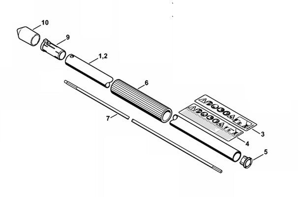 Tube complet Ø 25,4 mm Longueur 85 cm origine Stihl - Référence 4243-710 7123 / 4243 710 7123 / 4243-710-7123 / 42437107123
