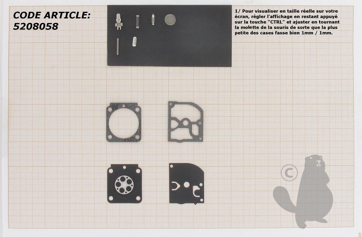 Kit réparation adaptable STIHL BG45 - Remplace origine ZAMA RB-99 - Référence 5208058
