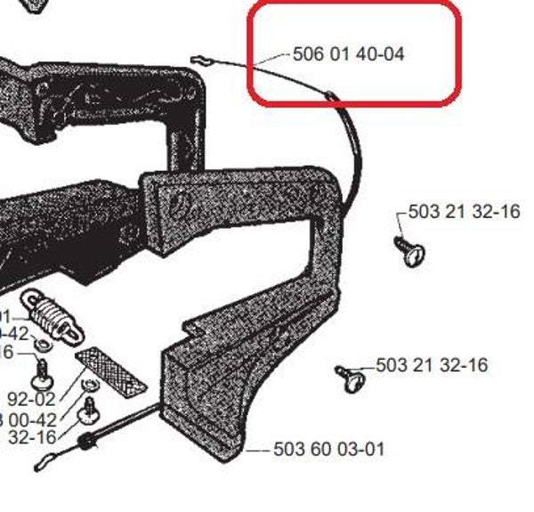CABLE JONSERED pour tronçonneuse 2041 - 2045 - 2050 - à partir 2001-09,  Référence 506 01 40-04 / 506014004