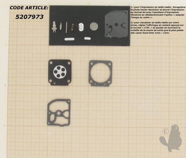 Kit membranes et joints carburateur adaptable ZAMA pour modèles Carburateur C1Q - Remplace origine: RB-66  Réf: 5207973