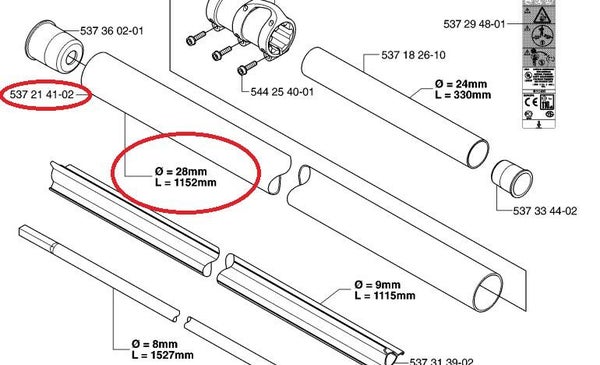 TUBE débroussailleuse origine Husqvarna 335 RX - Référence 537 21 41-02 - 5372141-02 - 537214102