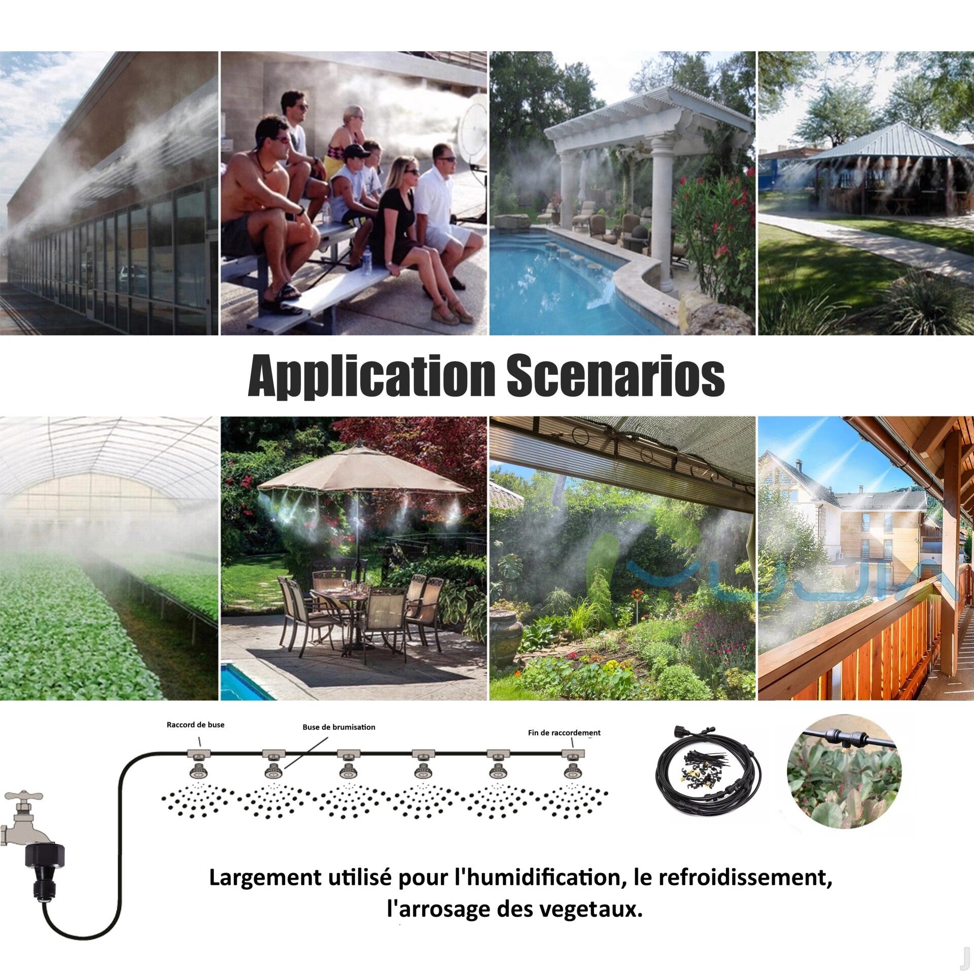 Kit de brumisation terrasse et jardin 8 m avec 7 buses laiton - Référence brumisateur 1234-3574