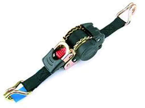 Sangle d'arrimage automatique. 1.8 m x 25 mm Crochet en J Capacité 250 kg.  Réf: 9100570