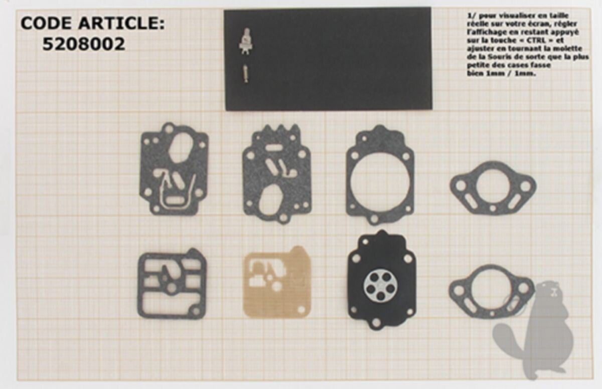 Kit réparation membranes et joints carburateur adaptable STIHL modèles 034, 038. Remplace origine TILLOTSON RK-33HK. PL - Référence 5208002 - 5205097