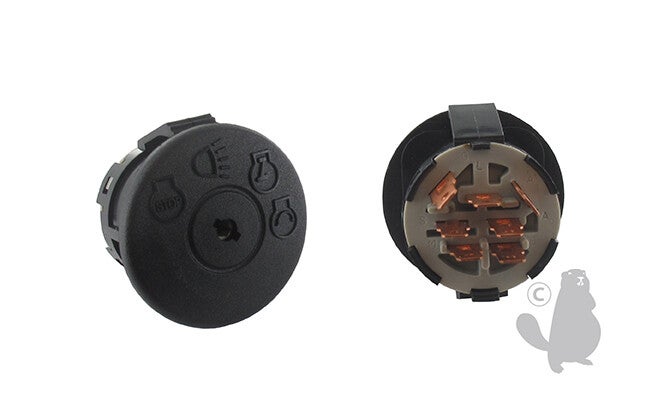 Contacteur à clé en plastique 4 positions 7 Bornes à clipser adaptable pour HUSQVARNA - AYP ROPER, JOHN DEERE, MTD et MURRAY. Remplace origine: 163968, 175442, 175566, 532175566, GY20074, 725-1741, 925-1741, 94762  Référence 2302185