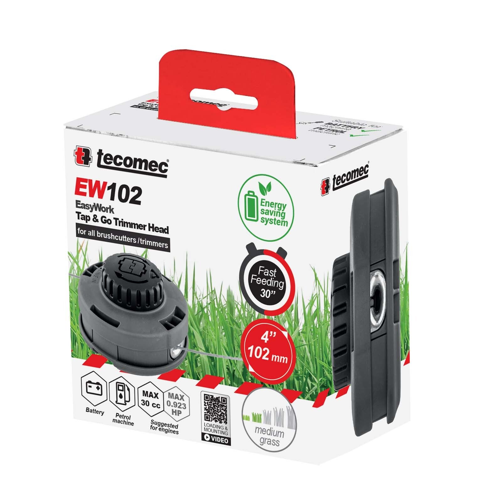 Tête de coupe Tap & Go "EASY Work" 4" M10x1 LH F/M12x1,50 LH F, EW102 pour tous les types de débroussailleuses - Installation simple et rapide. Grande économie d'énergie.