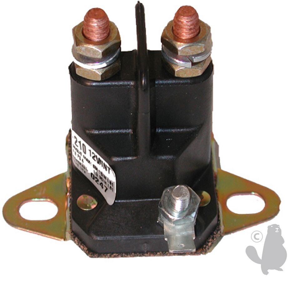 Relais de démarreur universel ( MTD - AMF - ARIENS - BOLENS - NOMA - WHEEL HORSE ) à fixation inférieure - Branchement à 3 bornes de Ø: 6,3mm  Référence 2300463