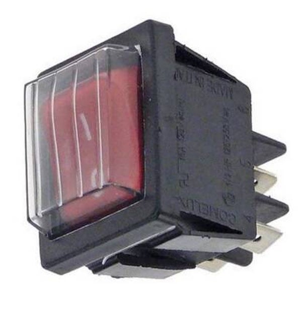 Interrupteur comelux étanche lumineux rouge avec marquage 1 et 0