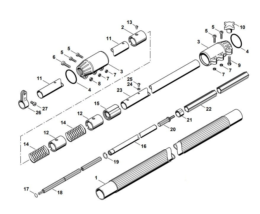 Tube complet occasion origine STIHL HT100 - HT101 - Référence 4138-710 7103 / 4138 710 7103 / 4138-710-7103 / 41387107103