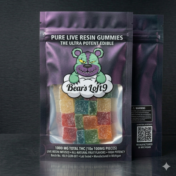 Bear’s Loft 9: Live Resin Ultra-Potency Gummies  1000mg
