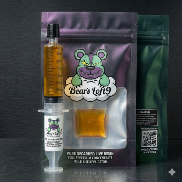 Bear’s Loft 9: Medicinal Live Resin Syringe (30ml)  Pure. Decarbed. Potent Relief.