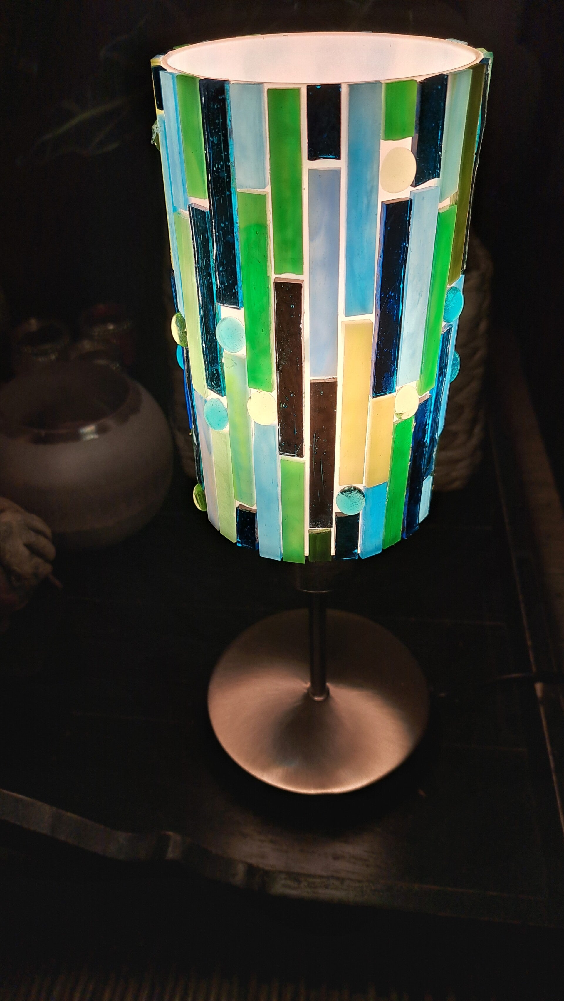 Mozaïek lamp tiffany glas blauw groen