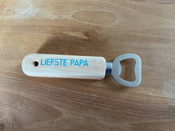 Mooie flesopener met tekst