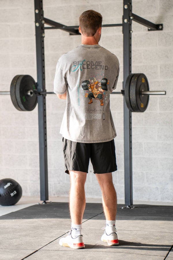 T Shirt oversize - Washed Grey - Become a Legend (M)