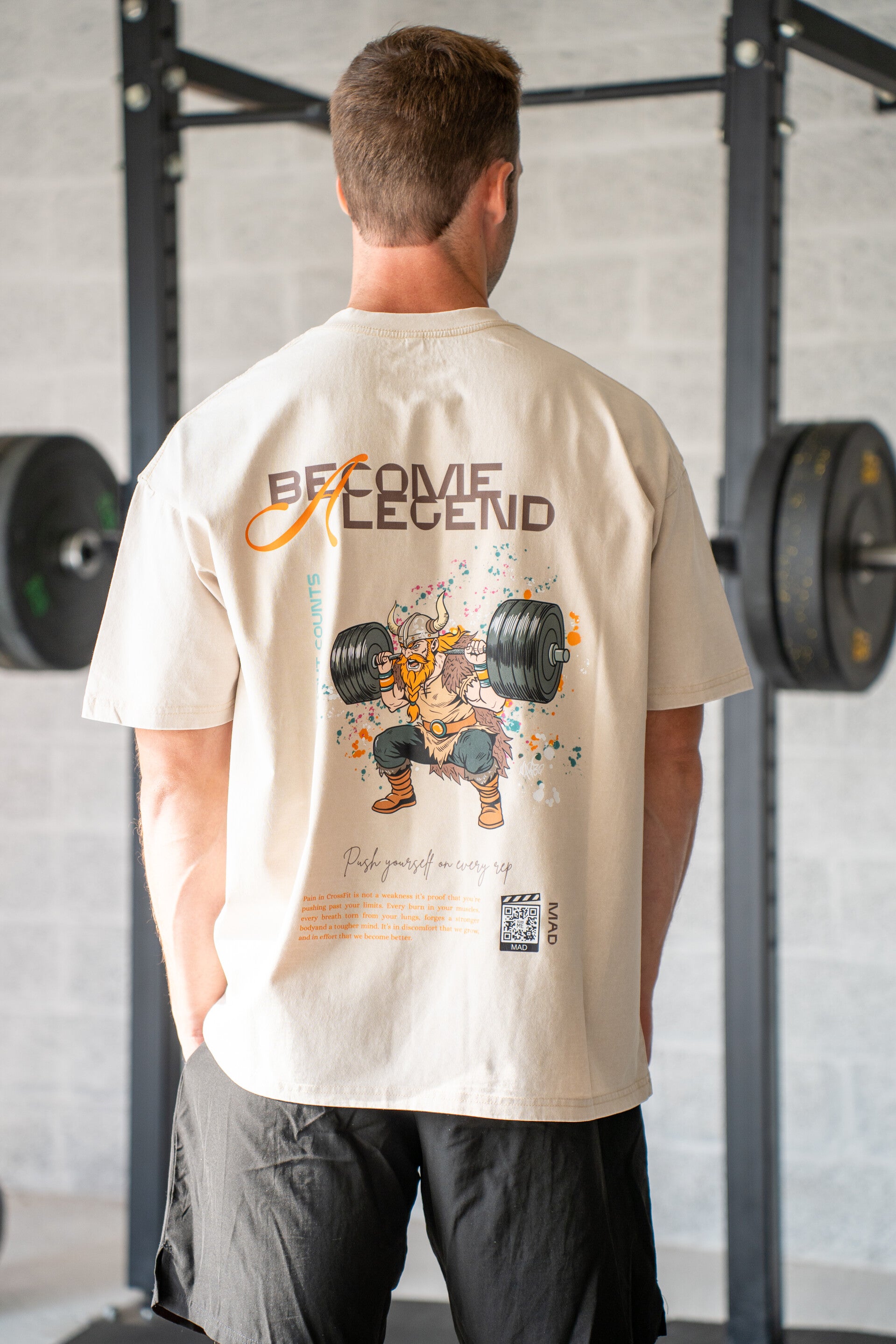 T shirt Oversize- Washed Ivory - Become a Legend ( M)