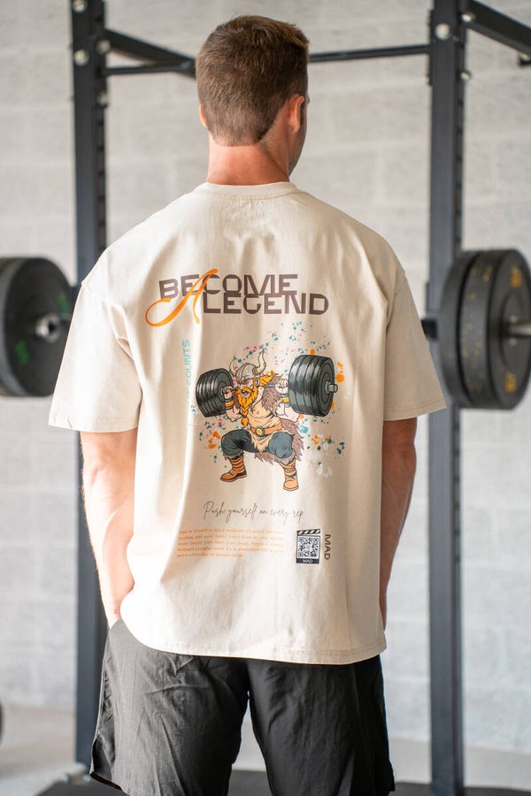 T shirt Oversize- Washed Ivory - Become a Legend ( M)