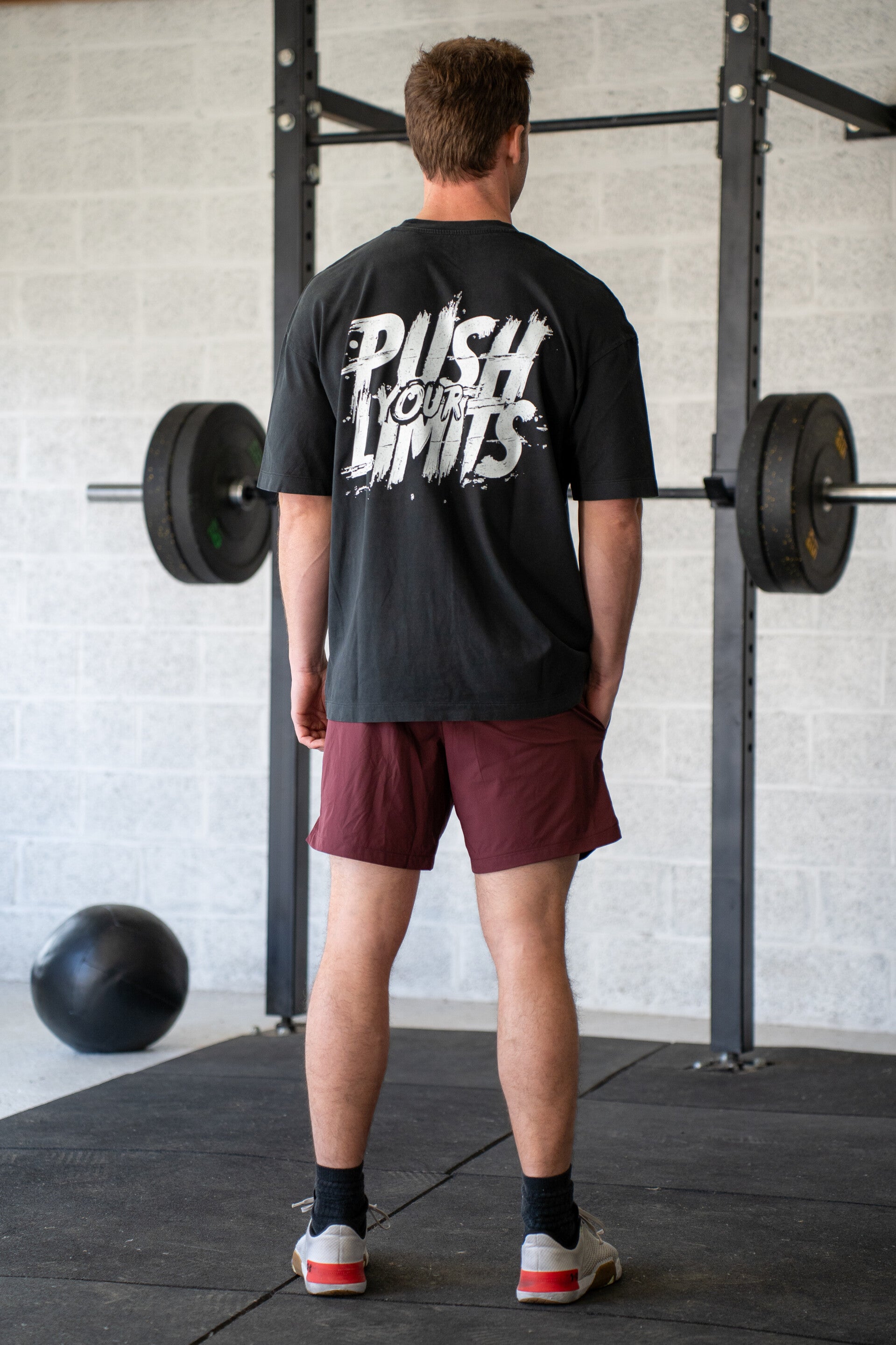 T Shirt Oversize Washed Black - Push Your limits
