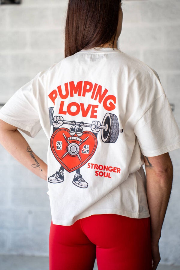 T shirt Oversize Femme Beige - Pumping Love