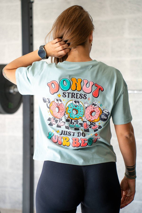 T Shirt Oversize femme Donuts Sauge