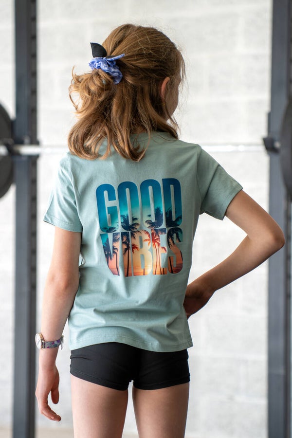 T Shirt enfant Good Vibes Sauge