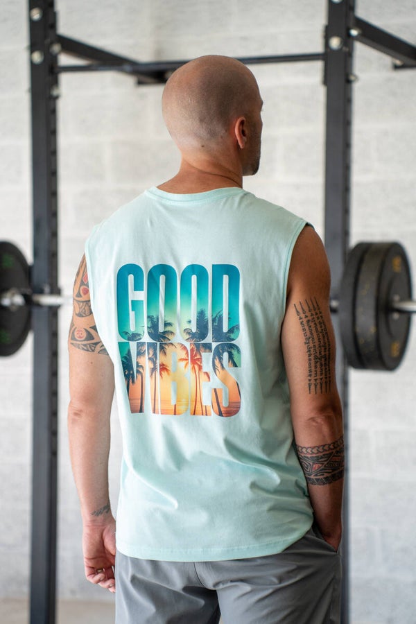 Débardeur Homme Good vibes turquoise