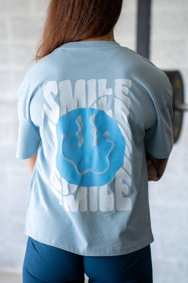 T Shirt oversize femme Smile baby Blue