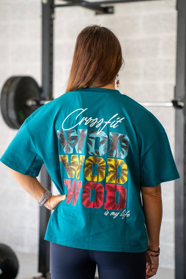 T shirt oversize Peacock Green - Crossfit Wod