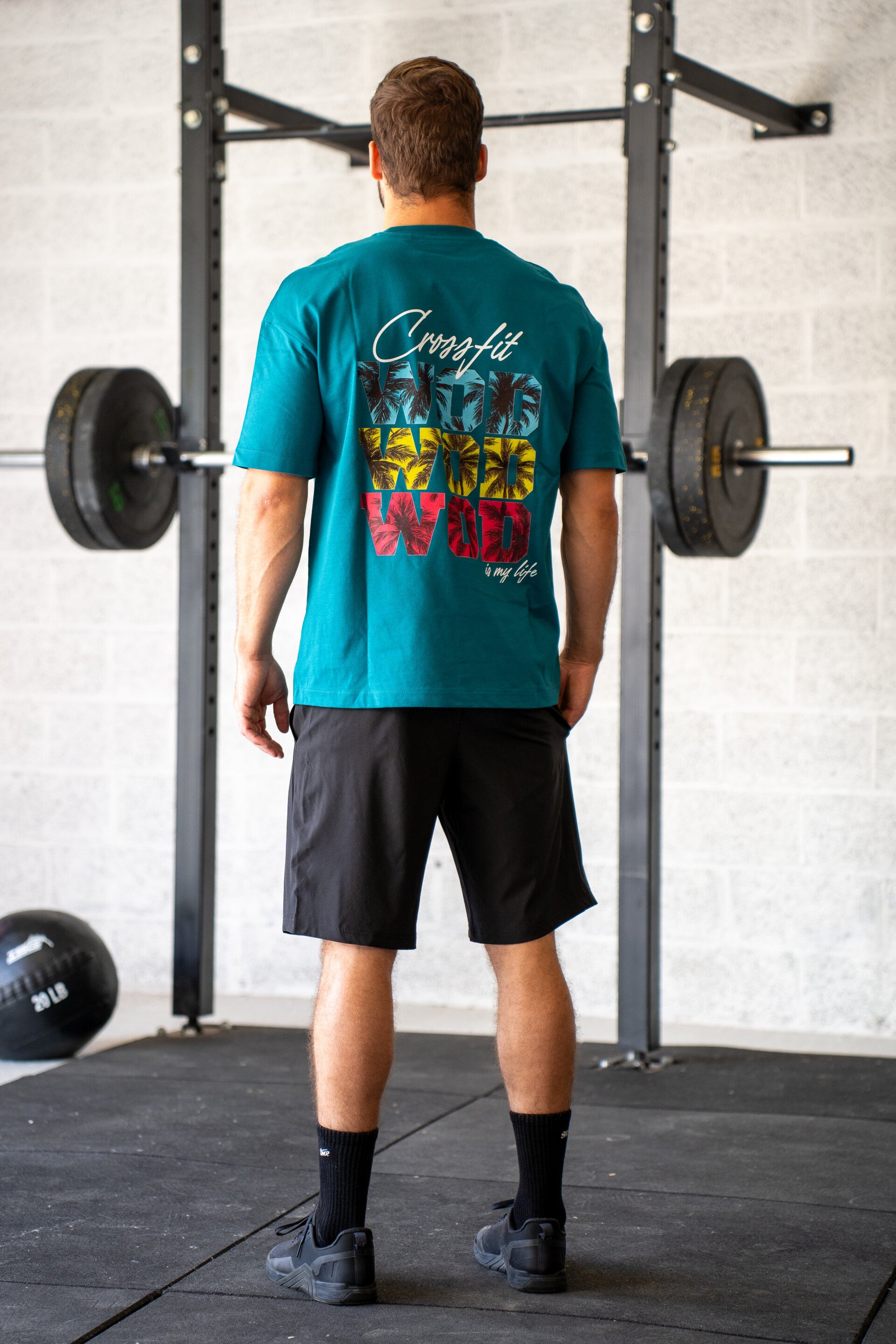 T Shirt Oversize Peacok Green Homme - Crossfit WOD