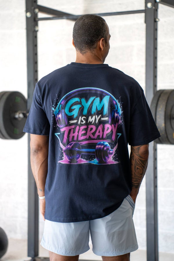 T shirt Oversize Homme / femme - gym therapy - navy blue