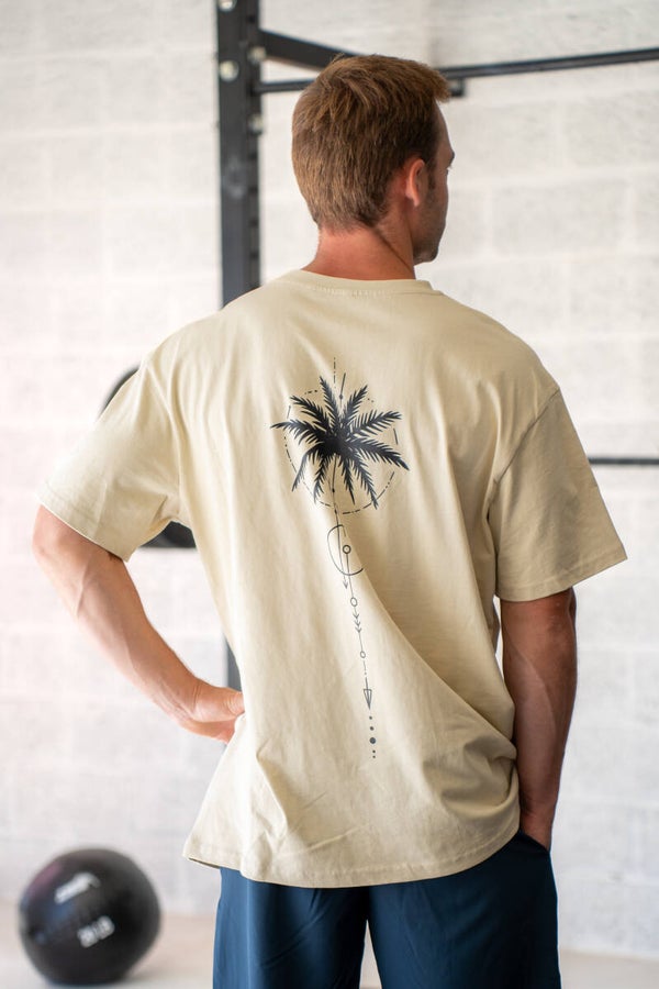 T Shirt oversize Homme - Beige - Palmier