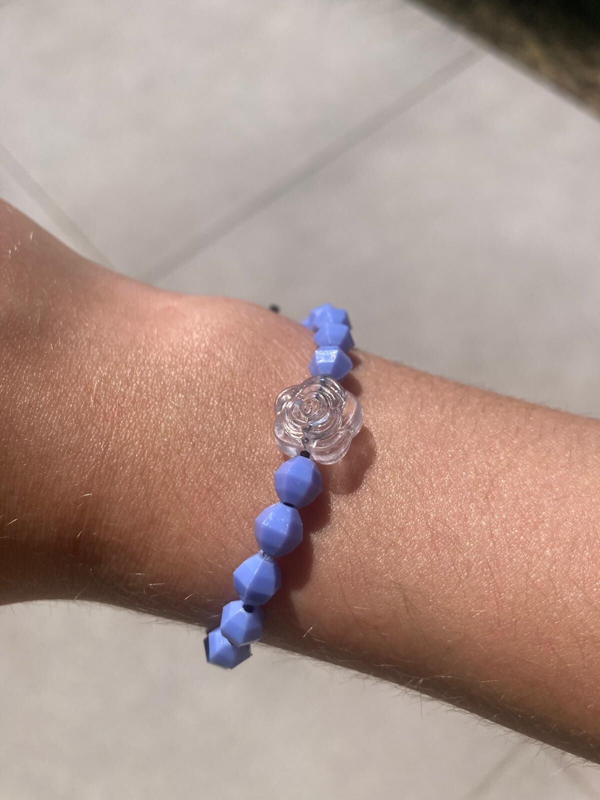 blauwe bloem armband