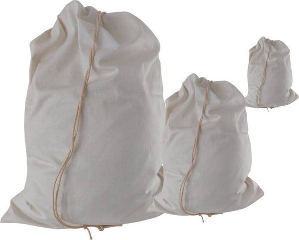 Bluvardi katoenen waszakken set van 3 stuks - heavy duty - Natural cotton - Natuurlijke katoenen zonder chemische behandeling