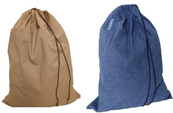 Bluvardi katoenen waszakken set van 2 stuks - XXL -bruin- blauw