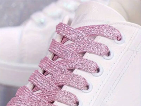 Schoenveters-plat-light pink -140 cm