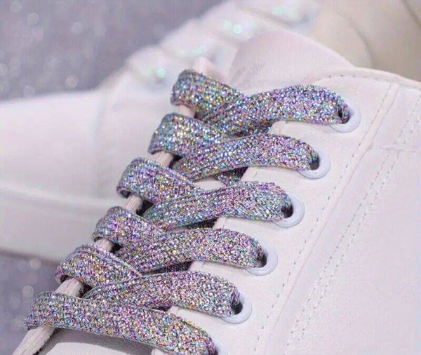 Schoenveters-plat- colorful silvery -140 cm