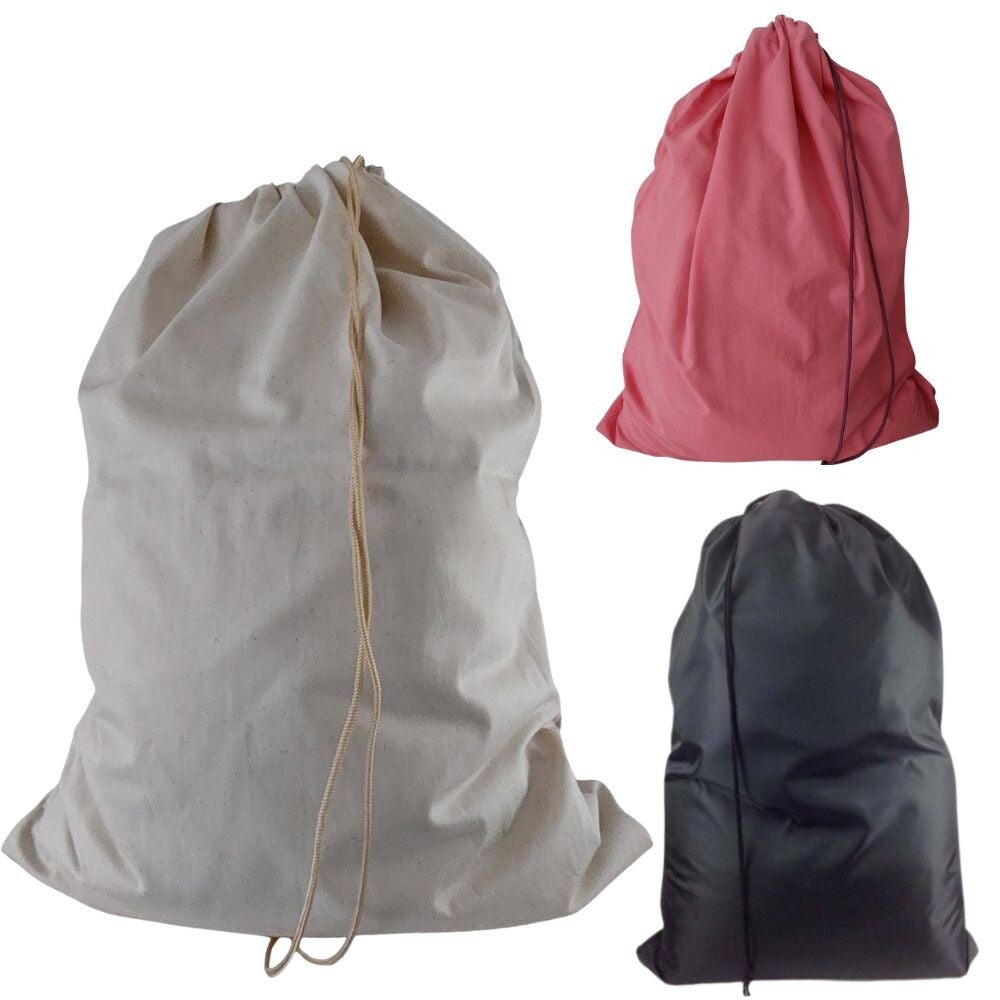 Bluvardi katoenen waszakken set van 3 stuks - XXL -heavy duty natural cotton- zwart -red buin
